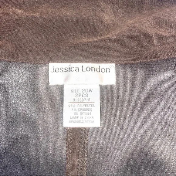 Jessica London Brown Faux Suede Sleeveless Dress & Long Sleeve Jacket Size 20W - Picture 5 of 5